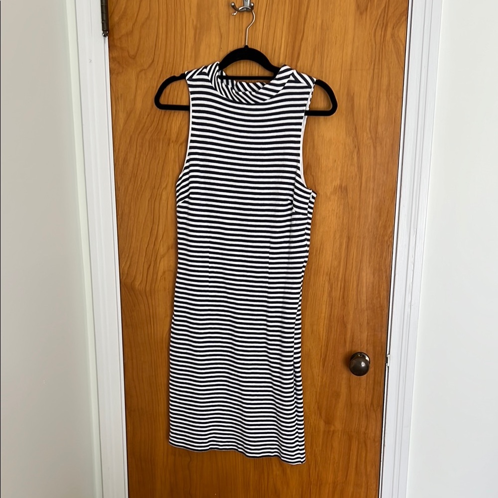 Striped Black and White Sleeveless Dress